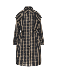 MIMICRY: Summer-weight Rain coat in black and beige check