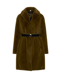 ASTUTE: Khaki faux fur three quarter coat