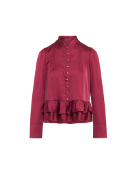 DARLING: Claret red shirt with ruffle peplum