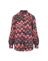 OBSERVE: Stand collar shirt in wave printed crêponne