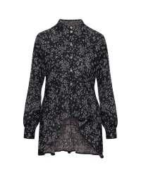 DEARLY: Navy creponne shirt with ditzy floral print