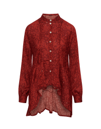 DEARLY: Terracotta creponne shirt with ditzy floral print