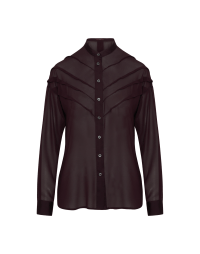 VERIFY: Burgundy georgette shirt with diagonal pin-tucks