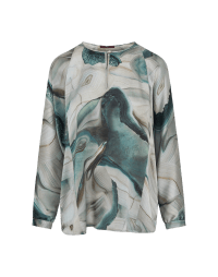 POLITE: Pale grey tech creponne blouse with 'agate' print