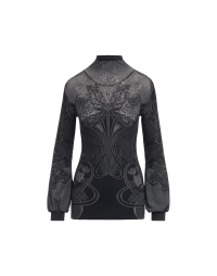 THRILL: Seamless turtleneck sweater with stylized floral and crystals