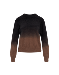MAGNIFY: Crewneck sweater in brown and black ombré shaded tech knit
