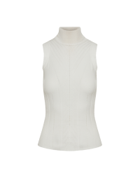 GUISE: Ivory sleeveless rollneck in technical seamless knit
