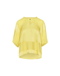RUMOUR: Short sleeve top in yellow matt and shine satin-back crêpe