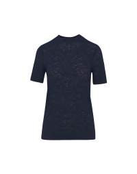 SOLACE: Navy tech-stretch lace t-shirt