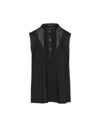 QUIVER: Black sleeveless top with lace insets