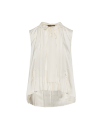 GLAMOUR: Ivory sleeveless top with tassel-tie collar