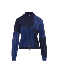 STARTLING: Zip front cardigan in navy smooth and blue 