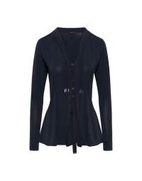 JET SET: Fitted cardigan in navy crêpe jersey