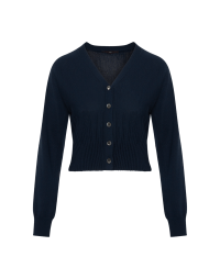 SNEAK IN: Navy cardigan with raised-stitch hem