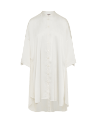 GOSSIP: Long tunic shirt in ivory tech satin and georgette
