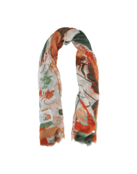 BOTANICAL: Long slim scarf in semi-sheer floral silk and modal