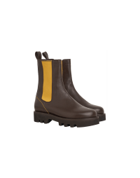 TRUDGE: Brown leather Chelsea boot with commando sole