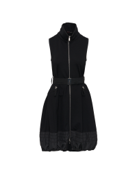 PARKA: Black sleeveless parka style coat-dress