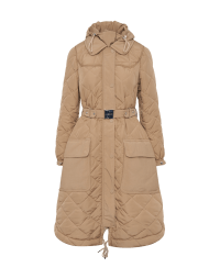 EXPEDITION: Quilted parka coat in beige water-repellent nylon