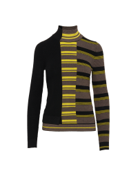 SEDUCE: Mock turtleneck in plain black and multi-stripe knit